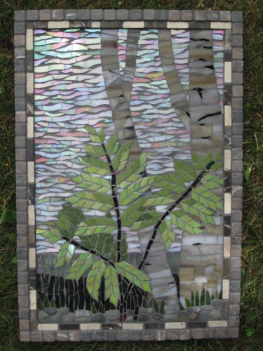 Bracken Fern; 12" x 18"; stained glass, marble; $700; private home, ME